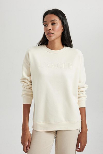 DeFacto Silná vyšívaná mikina Relax Fit Crew Neck B4058Ax23Au