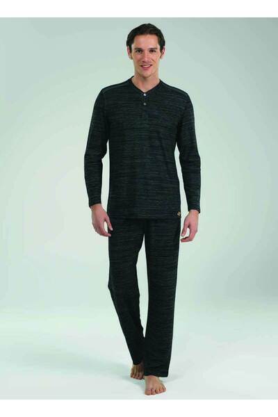 Blackspade Men's Black Melange Pajama Set