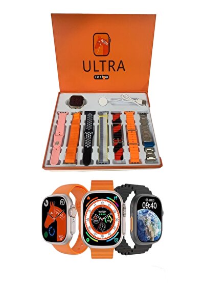 YKL Smart Watch 8 Ultra 7 In 1 Akıllı Saat 7 Kordonlu Takvim Spor Whatsapp Me...