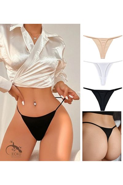 GECKO COLLECTION 4Β Εσώρουχα Γυναικεία String Thong String String ελαστικό 3 Τεμάχια