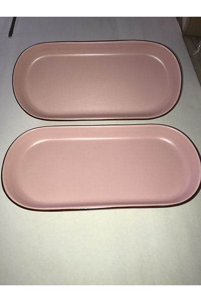Keramika Matte Pink Noyan Boat Plate 26 cm Edge Net 2 Pieces