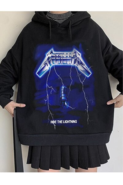 DEEFWEAR Metallica Ride The Lightning Басклі унісекс оверсайз худі з капюшоном
