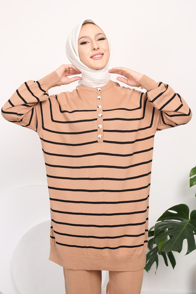 Kirazgym Σετ πλεκτό με ριγέ πολλά κουμπιά