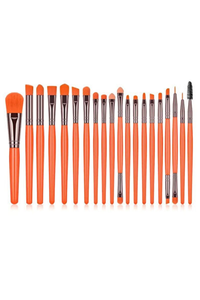 aks kozmetik Turuncu Renk 20'li Profesyonel Makyaj Fırça Seti
