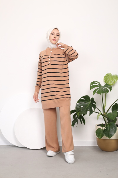 Kirazgym Σετ πλεκτό με ριγέ πολλά κουμπιά