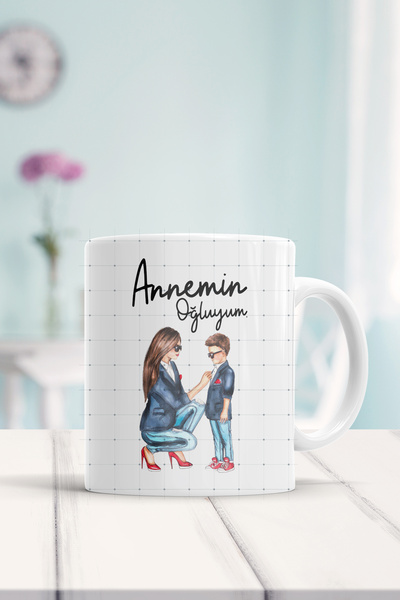 WixelArt Annemin Oğluyum Baskılı Kupa Bardak