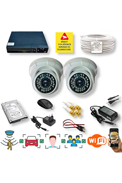 qromax 2 Kameralı Set - Insan Yüz Hareket Algılayan 5mp Lens 36 Irled 1080p I...