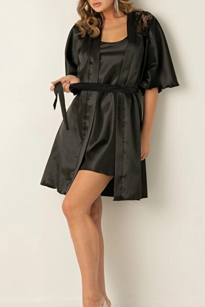 Miorre Lace Satin Dressing Gown and Nightgown Double Set (New Season)