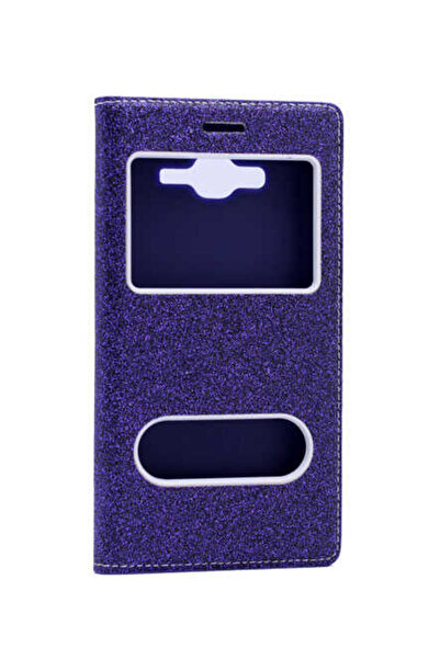 Fibaks Samsung Galaxy J3 Kılıf Kapaklı Simli Parlak Lüks Koruyucu 360 Kapak