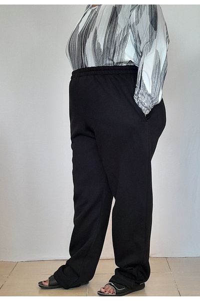 Mertcan Butik Pantaloni de sport negri cu 3 fire de iarnă, cu bandă elastică în talie