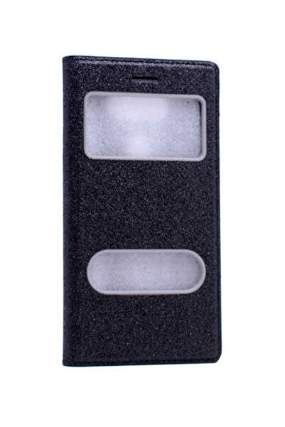 Fibaks Samsung Galaxy S7 Edge Kılıf Kapaklı Simli Parlak Lüks Koruyucu 360 Kapak