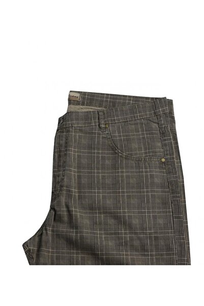 DEKONS Ανδρικό σορτς Oversize Oversize Dekons καρό χακί-καφέ