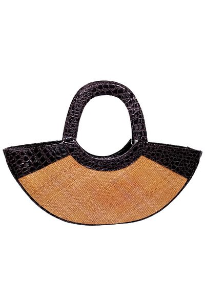 Dünyadan Hediyeler Straw Knitted Leather Decorated Hand Shoulder Bag No.6