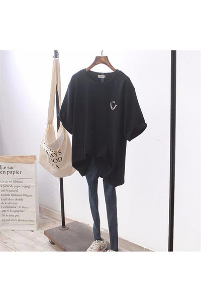 Touz zolid wear Smile Printed Μαύρο μπλουζάκι Unisex Oversize
