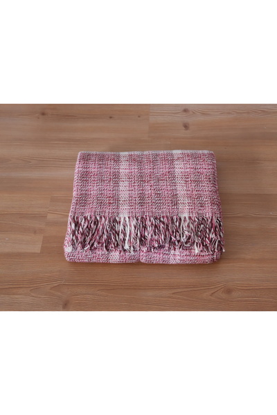 BARANO YUSSİ Cotton Blanket Single Pink Antique Plaid Super Soft Textured Room Blanket
