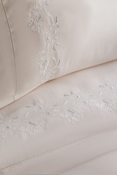 Apricitas HOME Σετ Παπλωματοθήκη Etta Beige Διπλό Κεντημένο Μπαμπού