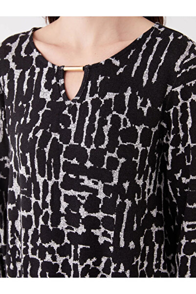 LC Waikiki LCW Grace Bisiklet Yaka Desenli Uzun Kollu Kadın Bluz