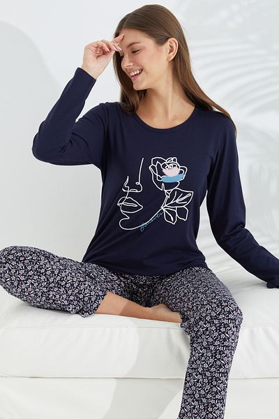 Siyah İnci Set de pijamale tricotate din bumbac Lycra