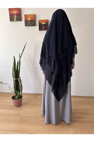 ALBİSE BUTİK Long Navy Blue Souffle (HIMAR)