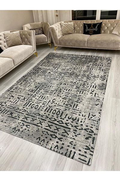 ALLGELSİN New Season Elastic Carpet Cover Decorative Washable Digital Printing Carpet Cover Modern Striped Cover