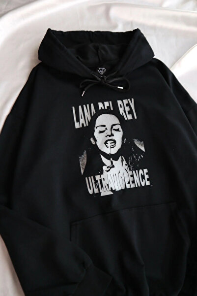 DEEFWEAR Hanorac negru Lana Del Rey Ultraviolence cu glugă