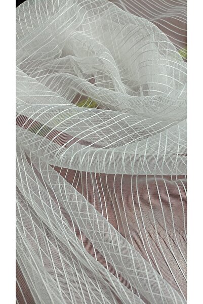 DNZEVGEREÇLERİ Briz Çubuklu Ultra Büzgülü Çizgili Modern Tül Perde Kapı&pencerelere Uygun 2 Adet Aparat Dahil