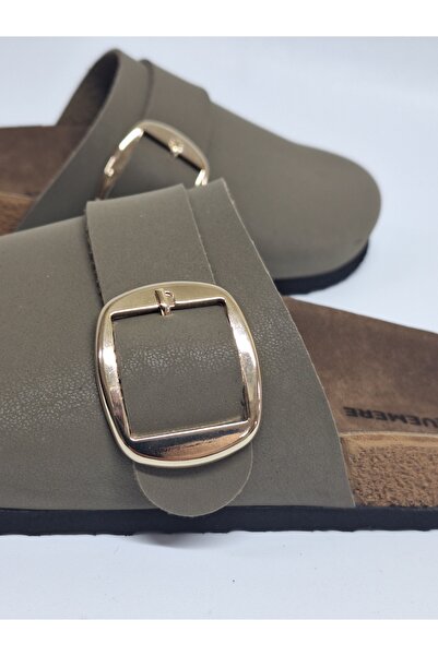 Bequemere Gold Color Buckle Closed Toe Scarf Daily Use Orthopedic Women's Slippers