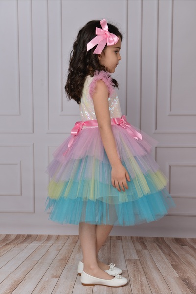 Mixie Girl's Colorful Unicorn Tulle Dress