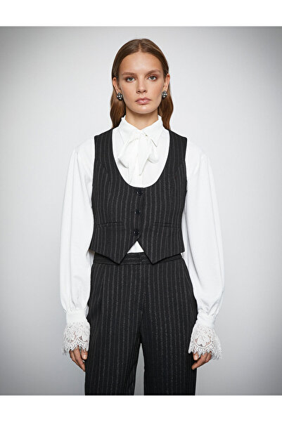 Koton Melis Ağazat X - U Collar Buttoned Crop Blazer Vest