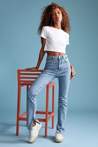 Livik Taiti Lycra Loose Damen-Denimjeans in Hellblau mit superhoher Taille und lockerem Bein