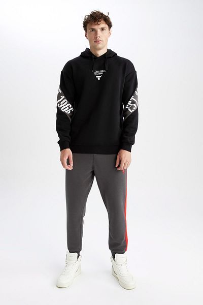 DeFacto Fit Nba Chicago Bulls Boxy Fit Φούτερ με κουκούλα