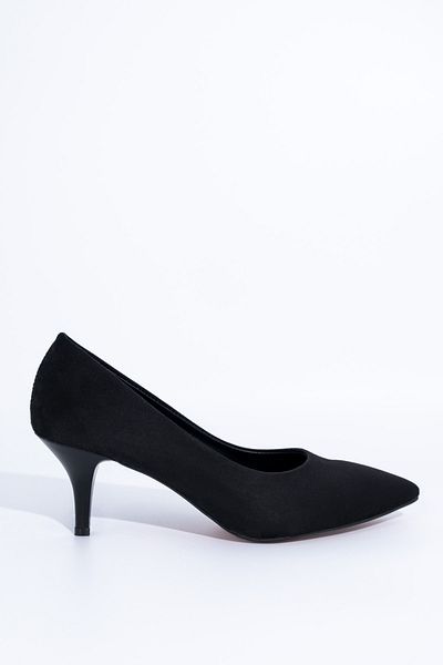 Modabuymus Women's Black Suede Low Heel Stiletto Shoes - Candy