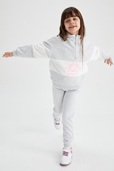 DeFacto Kız Çocuk Gri Jogger Standart Fit Okul Eşofman Altı