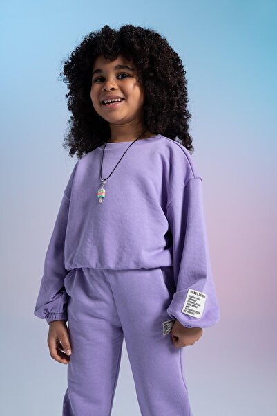 DeFacto Kız Çocuk Bisiklet Yaka Kalın Sweatshirt