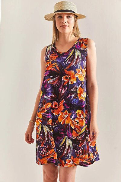 Bianco Lucci Women's Multi Patterned Backless Viscose Dress