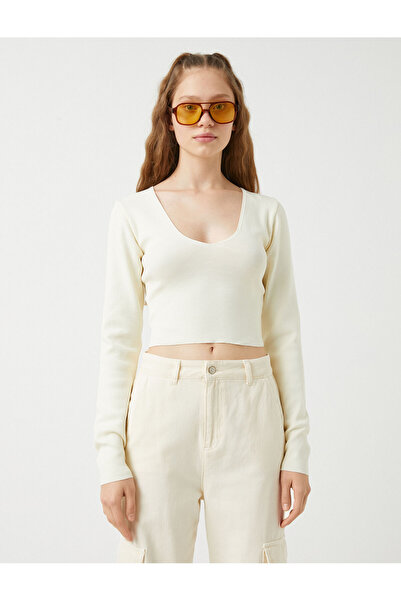 Koton Crop Tricotaj Pulover mânecă lungă