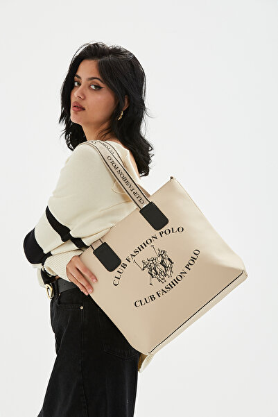 minebag Long Strap Print Detailed Karina Women's Crossbody Bag Cream