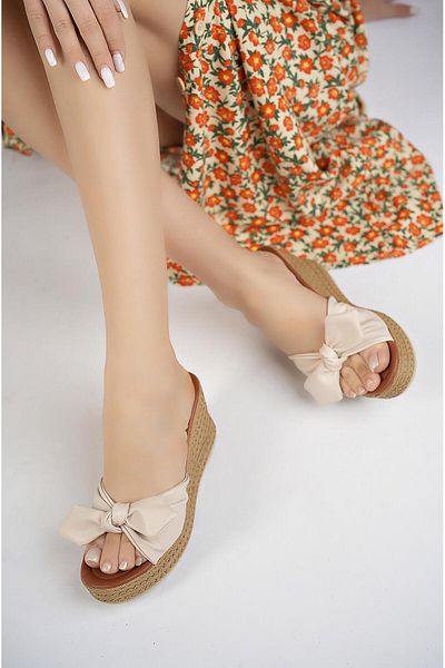 Moda Frato شبشب نسائي من Modafrato Pwr Bow Wedge Sole