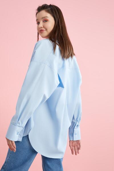 DeFacto Basic Oversize Fit Poplin Gömlek %100 Pamuk Tunik