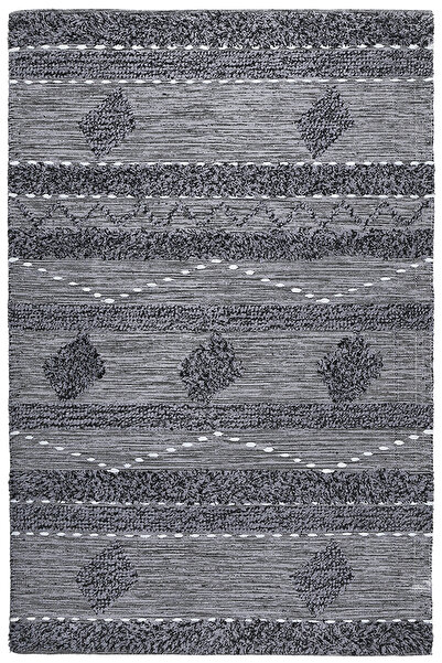 MYHOME HALI Oslo Iskandinav Şahane El Dokuma %100 Doğal Pamuk Yumuşak Antrasi...