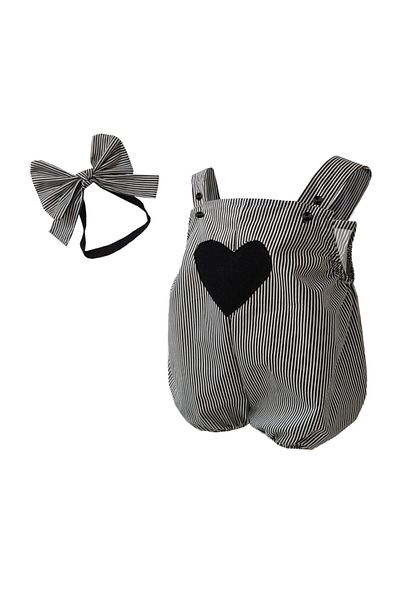 Shecco Babba Shorts Jumpsuit Bandana Black and White, Baby Girl Birthday Jumpsuit, Baby Jumpsuit Models