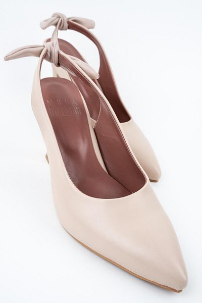 Modabuymus Pantofi cu toc stiletto cu fundă la spate colorate nud