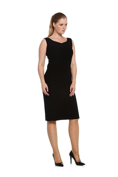 Nidya Moda Women's Black Wave Collar Evening Dress 4065KS