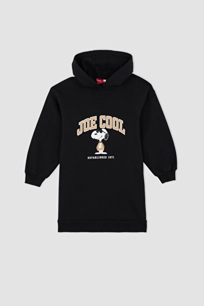 DeFacto Kız Çocuk Snoopy Kapüşonlu Içi Yumuşak Tüylü Sweat Elbise