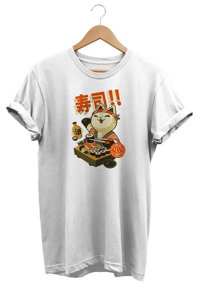 remonz Μπλουζάκι με στάμπα Cat Sushi 100% Cotton Oversize Digital Printed T-shirt