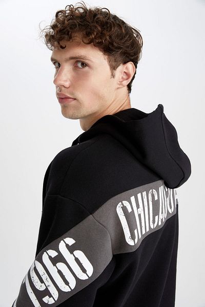 DeFacto Fit Nba Chicago Bulls Boxy Fit Φούτερ με κουκούλα