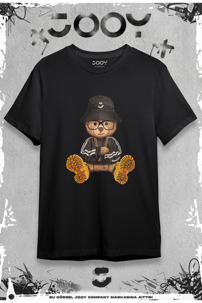 Jooy Company تيشيرت كبير الحجم مطبوع عليه دمية دب أسود للجنسين