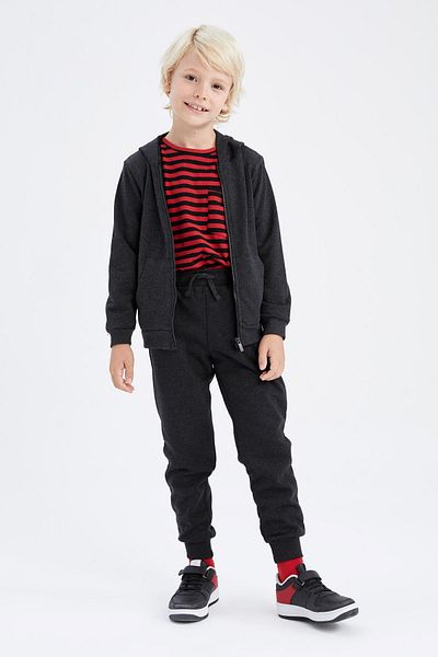 DeFacto Boy's Anthracite Hooded School Cardigan