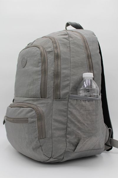 shopshop Unisex Grey Crinkle Αδιάβροχο ύφασμα με μπρελόκ Σχολικό σακίδιο πλάτης πολλαπλών τσέπες με θήκη για φορητό υπολογιστή