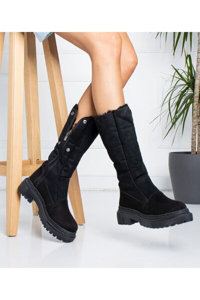 Labella Kadın Içi Kürklü Süet Kış Kar Botu Bej Siyah